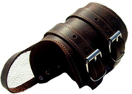 Handgelenk-Bandage RECHTS Gr.L -XL für Umfang 19-25 cm Lederfarbe dunkelbraun Lederarmband mit Daumenschlaufe Handgelenk-Corsage Stütze