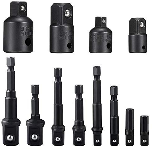 12 Piezas Adaptador de Impacto Socket Adaptador Socket Wrench 1/4, 1/2, 3/8+ 4 Piezas 1/2 1/4 3/8 Negro
