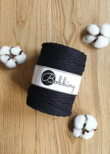 Bobbiny Makramee-Schnur, XXL, 5 mm, 3-lagig, Schwarz, 100 m