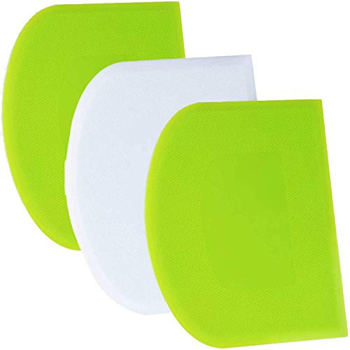 SURDOCA Teigschaber Teigkarte Teigschneider Teigspachtel Teigschaberkarte - 3P 4.7x3.7'' PE-Kunststoff BPA Frei Flexibel Scharfe Kante Ecken Anti-Rutsch Kuchenschaber, Backen Zubehör Modellierwerkzeug