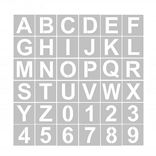 36 Pcs Letter Alphabet Stencils 3 inch Reusable Letter and Number Interlocking templates, Art Craft Letter Stencils for Painting on Wood, Glass, Canvas, Fabric, Wall, Rock, Chalkboard, Sign, Bistro