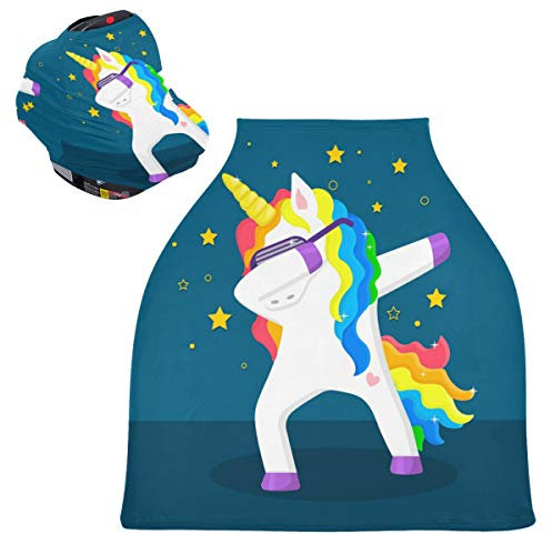 Estrella Arcoiris Unicornio Cubierta de Lactancia Materna Asiento de Bebé Cubierta de Cochecito Transpirable Carros de La Compra Cubierta para Niños Niñas