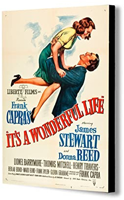 Kunstdruck auf Leinwand, Motiv It's A Wonderful Life, gerahmt, verschiedene Größen (A1, 81,3 x 61 cm)