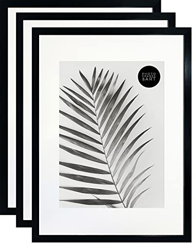 pf+a Pack of 3 Black A2 For A3 Poster Picture Frames Perspex Wall Display