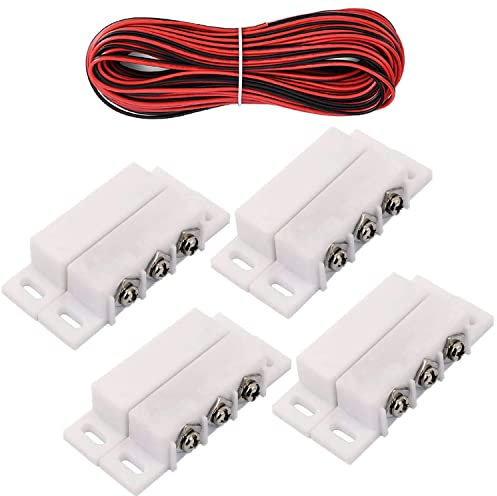 RUNCCI-YUN 4 set Interruttore Magnetico, Contatto Magnetico For Porta/Switch Reed/normalmente aperto chiuso NC NO Porta Sensore Magnetico Aallarme Sensori di Porte e Finestre per luce DC 5V 12V 24V