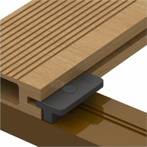 VALDERN 200 Stück Verbund-Terrassen-Clips aus Kunststoff mit Schrauben | versteckte Deckbefestigungen WPC T Multipack Befestigungen, schwarz, 19 x 38 x 11