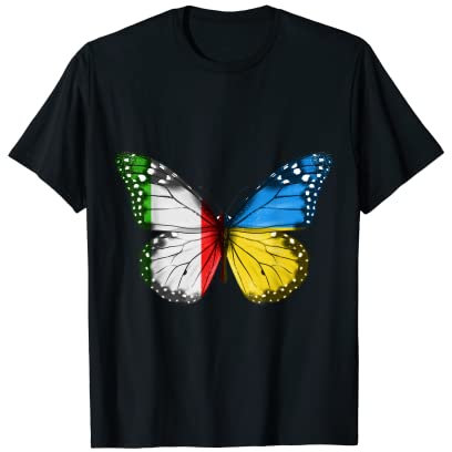 Italiano Ucraina Bandiera Farfalla Italia Ucraina Maglietta
