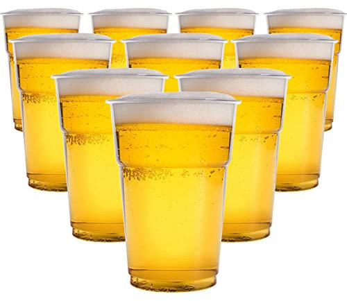 Plastic Pint Glasses 330 ML - Half Pint - (Pack of 50) - Perfect Disposable Plastic Glasses for Pint, Best Beer Cups for Any Events