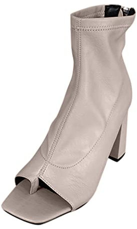 NOAGENJT Stivali Giardini Inverno Tacco spesso Sandalo posteriore Pesce alla moda con cerniera Stivali alti da donna Stivali da donna con cerniera a bocca Anfibi in Saldo