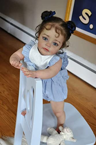 Reborn Baby 24in (60 cm) Babypuppe Rebirth Baby Vollsilikon Lebensecht Realistisches Spielzeug für Mädchen und Jungen ab 3 Jahren mit Schnuller und Flasche, Style 3