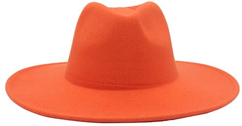 Faringoto Fedora-Hut für Damen, Winter, luxuriös, für Damen, Orange, Einheitsgröße