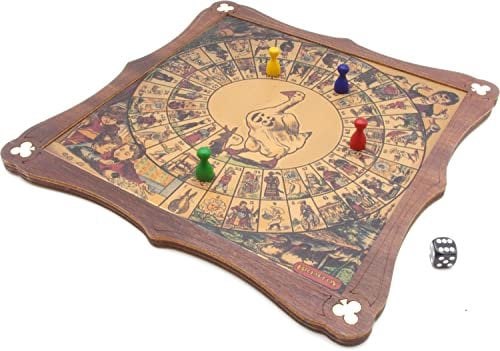 Game of Goose, traditional wooden board game