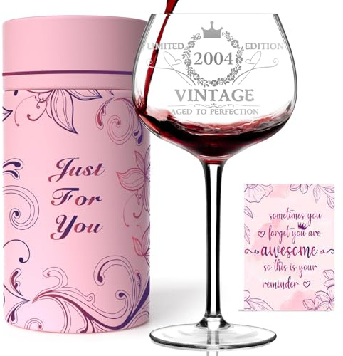 21ST Birthday Gifts for Her, Vintage 2005 Engraved 21st Wine Glass, 21 Year Old Birthday Decorations For Women, Funny 21 Bday Gifts Idea For Women, Friends, Daughter, Sister - Turning 21 Present