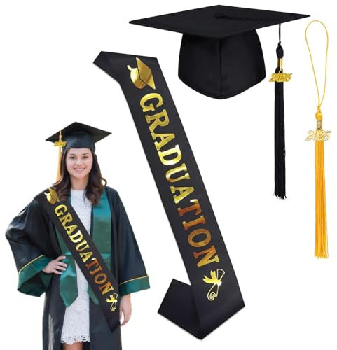 CLDURHGE Bachelor Hut Absolventenhut 2025 Anhänger Quaste Schärpe für Hochschule Bachelor Abschlussfeier Bachelor Abschluss Geschenk für Herren Damen