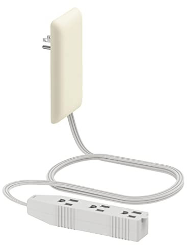 LIDER Flat-Face Outlet Extender with 3 Receptacles, Ultra-Thin Wall Plate Plug with Cord Extender and 3-Outlet Power Strip, 3ft Cord, LWE3-315-LA, ETL-Listed, Light Almond