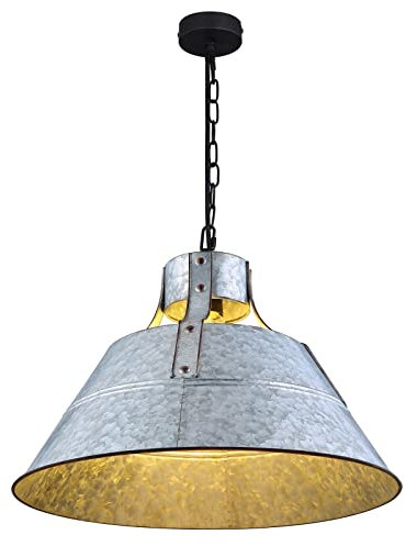 bmf-versand® Hängeleuchte für Esszimmer Wohnzimmer aus Metall antik - Pendelleuchte Küche gold und zink farbig - Deckenlampe Höhe 1500 mm Durchmesser 450 mm E27-Fassung
