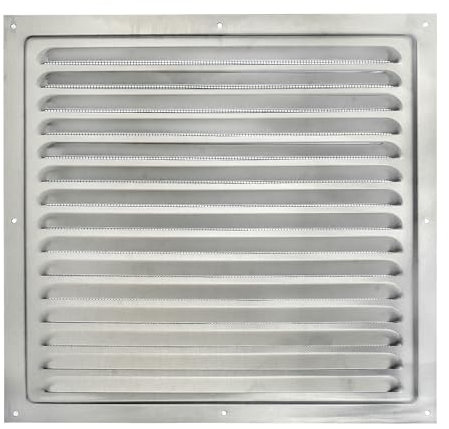 Griglia di Ventilazione in Alluminio Anodizzato con Rete Protettiva | Presa d'Aria Interna/Esterna in Metallo Resistente agli Insetti | Griglia di Aerazione per Pareti e Soffitti. (30 x 30 cm)