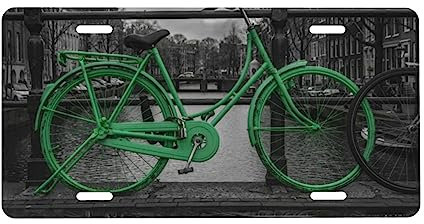 Grün Fahrrad bedruckte Nummernschild Aluminium Nummernschild Kennzeichen Anhänger Auto Kennzeichen Abdeckung Auto Zubehör Neuheit Tag Nummernschild