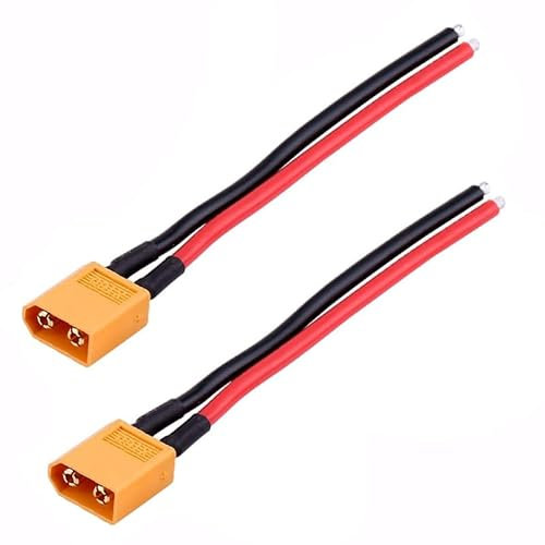 ikarex-shop 2X Stück XT60 Stecker mit Silikon Kabel 14 AWG 100mm RC Verbindung Draht RC Verbinder Männlich verzinnte Enden