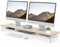 Fenge Acryl Monitorständer Riser 108cm, Großer Dual monitorständer mit Metallregal, Schreibtisch Zubehör für Laptop/PC/Drucker/TV Bildschirm, Tragfähigkeit 45KG Eiche