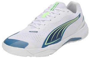 Puma Unisex Adults SOLARSTRIKE III Indoor Court Shoe, Puma White-Blue Horizon, 42.5 EU