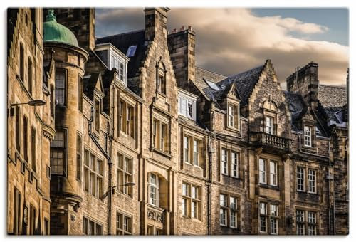 ARTLAND Wanddeko Leinwand Bilder Wandbild 60x40 cm Altstadt Historisch Architektur Häuser Fassade Edinburgh Schottland U4XP
