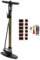 P4B | Luftpumpe mit großem Manometer in Braun/Grau + 19-teiliges Flickzeug Set | Fahrradpumpe geeignet für alle Schlauchventile | Standpumpe