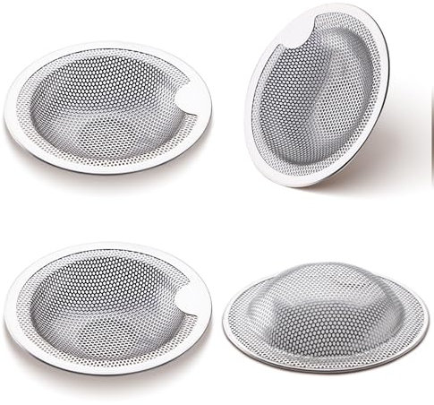 Delsen 4 Stück Abflusssieb, Abflusssieb aus Edelstahl Küchenspüle, Spüle Filter Sieb, Haarsieb Dusche, Sink Strainer für Küche, Waschbecken Sieb für Dusche,Badewanne, Küche