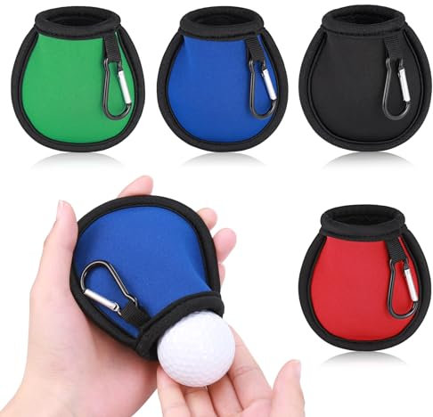 Fentar 4 Stück Golfbälle Reiniger Tasche, Tragbare Golfball Tasche mit 4 Schnalle, Praktischer Golf Zubehör, Effektive Reinigung Golfbälle, Golfball-Waschtasche Geschenke für Golfer