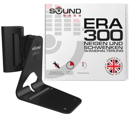 Sound Bass ERA300 Soporte de Pared con Giro e Inclinación, Negro, Único | Compatible Solo con Sonos ERA 300, Instalación Sencilla, Incluye Kit de Montaje