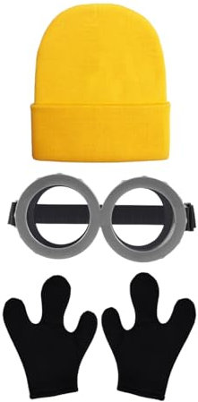 ATAYOU Erwachsene Halloween Cosplay Zubehör für Herren Kostüm mit Gelber Mütze, Schutzbrille und Drei Finger Handschuhe