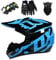 NIKSHI Motorradhelm Kinder Offroad Motorradhelm Set Mit Brille Handschuhe Fahrradhelm Unisex Integral Crosshelm Downhill Vierer Ausdauer ATV Mountainbike Schutzhelm,B-XL=（58〜59CM）