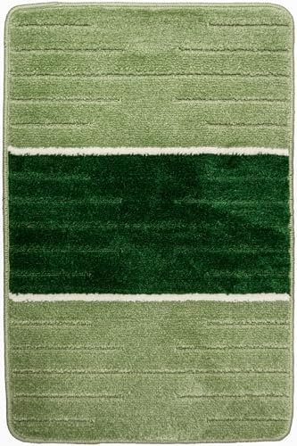 AKCILA COMO Bad Teppich Grün 50x80 cm|absorbierende Badematte bunt | Bad Vorleger waschbar | Rechteckig Badewanne Rutschfest | Badewanne | Badematten & Badteppiche | Badezimmerteppich | Bathroom Rug