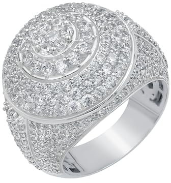 TISHAVI Weiß Vergoldet 3,65 Ct Hip Hop Iced Out Moissanit Diamant Ring Größe 8 Männer Rundschliff 925 Sterling Silber Cluster Schmuck Geschenk Für Ehemann Freund