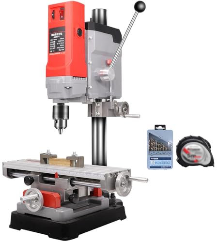 POCDOKYZ 710W Electric Bench Drill Press, Mini Bench Drill Press with Workbench, Drill Clamping Diameter: 1.5-13mm, Maximum Drilling Diameter: 35mm, 13pcs Drill Bits + Measuring Tape
