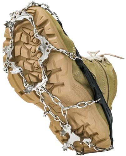 HOSLAFON Ramponi, Tacchetti da Ghiaccio per Scarponi Scarpe, Pinze in Silicone in Acciaio Inossidabile Punta per Scarpe Grip Trazione per Neve Ghiacciata