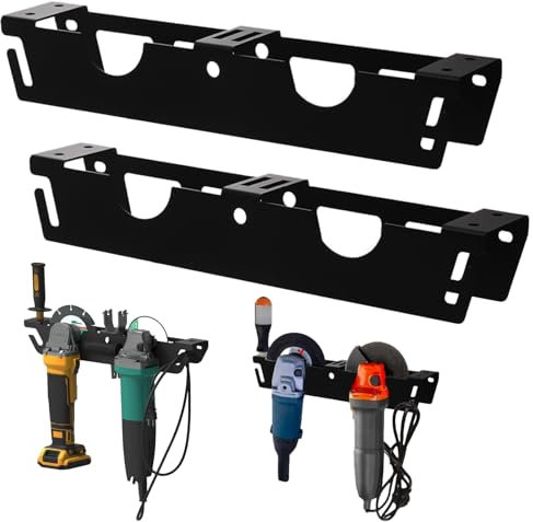 2 Pack Angle Grinder Holders,4 Bay Angle Grinder Stand/Rack with Cord Hanger,Grinders Power Tools Holder Storage Rack,Wall Mount Organizer Bracket for Grinders,Cutters, Polishers,Garage and Workspace
