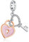 Rimgoris 925 Sterling Silver Charm for Women Bracelets Necklace Rose Glod Lock&Key Heart 2 piece set 5A Cubic Zirconia Valentine Mother's Day Gift Charms for Women