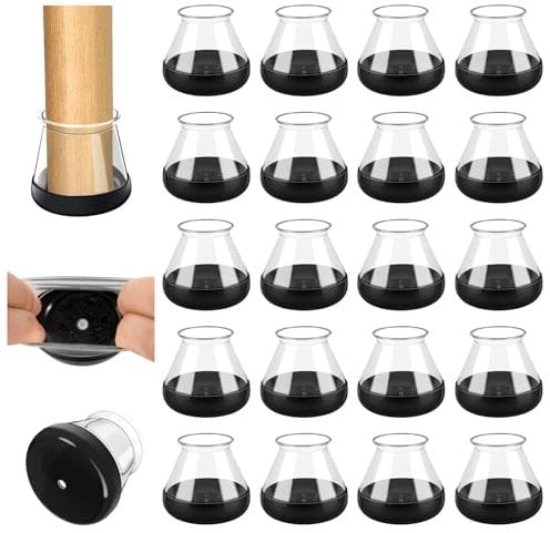 Chair Leg Covers, 20 PCS Chair Leg Floor Protectors Cap, Furniture pad, Silicone Carpet Protector Table Feet Cover, High Elastic Soft Rubber No Noise No Scratches (Round-M Fit: 20.1-30mm)