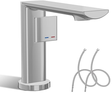 ALPHA HOME Wasserhahn Bad mit Anschlussschlauch, Waschtischarmatur Einhandmischer Armatur Waschbecken Chrom Waschtischarmatur Waschbecken Armatur Badarmatur Mischbatterie mit Auslauf Höhe 123 MM