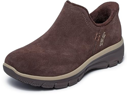Skechers Women's EASY GOING - MODERN HOUR SUEDE Hands Free Slip-Ins, Scooped Collar Boot in full Suede, Chocolate, 7W