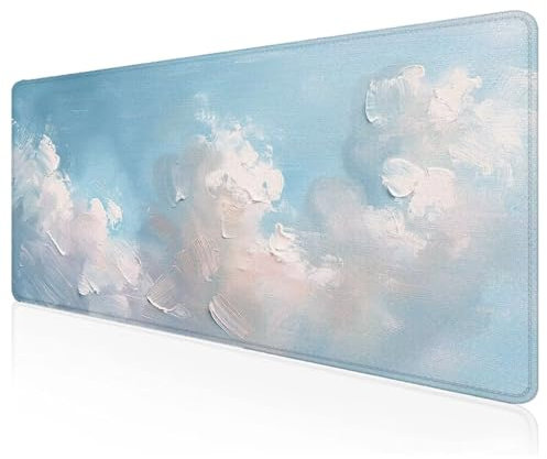 White Mouse Mat 900x400x3mm,Abstract Mouse Pad,Extra Large Gaming Mousepad Waterproof,Desk Protector Mat with Anti-Slip Base,Computer Keyboard Pad for Gaming,Office and Home,Gift L-29