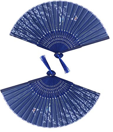 Blue Folding Fan, Easy to Fold and Open, Good Looking Appearance, High End Quality, Must Have For Your Carnival or Music Festival, Great Accessories For Dancing Costumes With