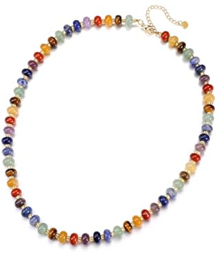 Jovivi Healing Crystal Colorful Beaded Choker Necklaces for Women Ladies,Boho Stones Crystals Gemstone bead Necklace Jewellery Gifts for Women Ladies Girls Her Mum Birthday Summer Beach Holiday