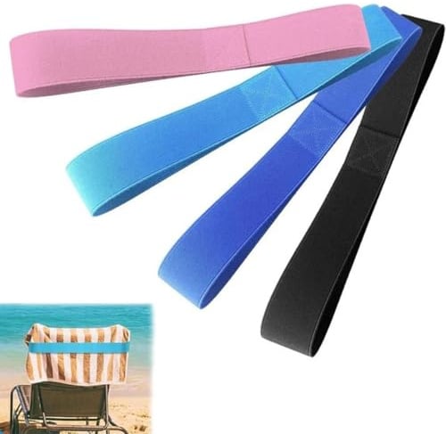 FiTspi Elastische Bänder für Strandtücher, Liegestühle, haltbare Clips, 4 Stück