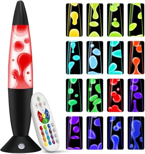 KIKILIVE lavalampe kinder mit farbwechsel lavalampen Erwachsene 17 farben Nachttischlampen LED Nachtlicht entspannende ideal für Schlafzimmer, Wohnzimmer, Home Decor