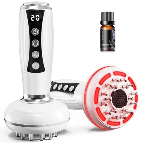 4 in 1 Lymphatic Drainage Massager w/Moxa Pads - [2026 Upgraded] Anti Cellulite Massage Tool|Portable Body Massage Machine for Legs, Arms, Belly with Heat, LED Light & Vibration