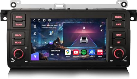 Erisin Qualcomm 8GB+128GB 8-Kern Android 16 Autoradio Bluetooth für BMW 3er E46 318 320 325 M3 Rover 75 MG ZT 7 Zoll IPS Touchscreen 2Din Radio Drahtlos CarPlay Android Auto DAB+ WiFi 4G DSP Canbus