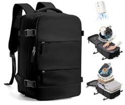 SZLX Vacuum Backpack Travel Bag with Pump Large Travel Backpack Cabin Size 40x30x20 Ryanair for Women Men Easyjet Wizzair Underseat Hand Luggage Carry on Cabin Size Flight Rucksack Fit 14 Inch Laptop