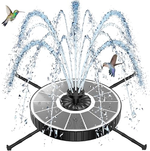 SZMP Solar Fountain with 3 Spray Height, 3.5W Glass Solar Bird Bath Fountain with 4 Adjustable Rotating Rods, and 8 Nozzles, Outdoor Solar Water Fountain Pump for Bird Bath, Garden, Pool, Pond